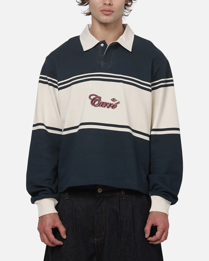 Carre Varsity Long Sleeve Polo Shirt Vintage Navy