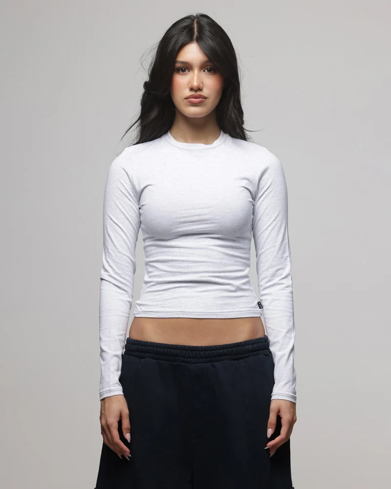American Thrift Women's Fitted Long Sleeve T-Shirt Grey Heather