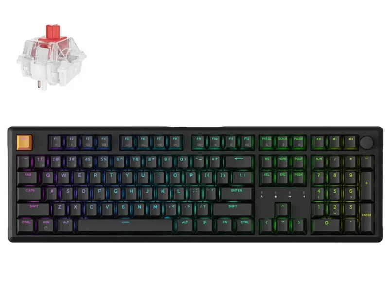 Keychron J5 QMK Wireless Keyboard (Black) (RGB Hot-swap) (Red Switch)