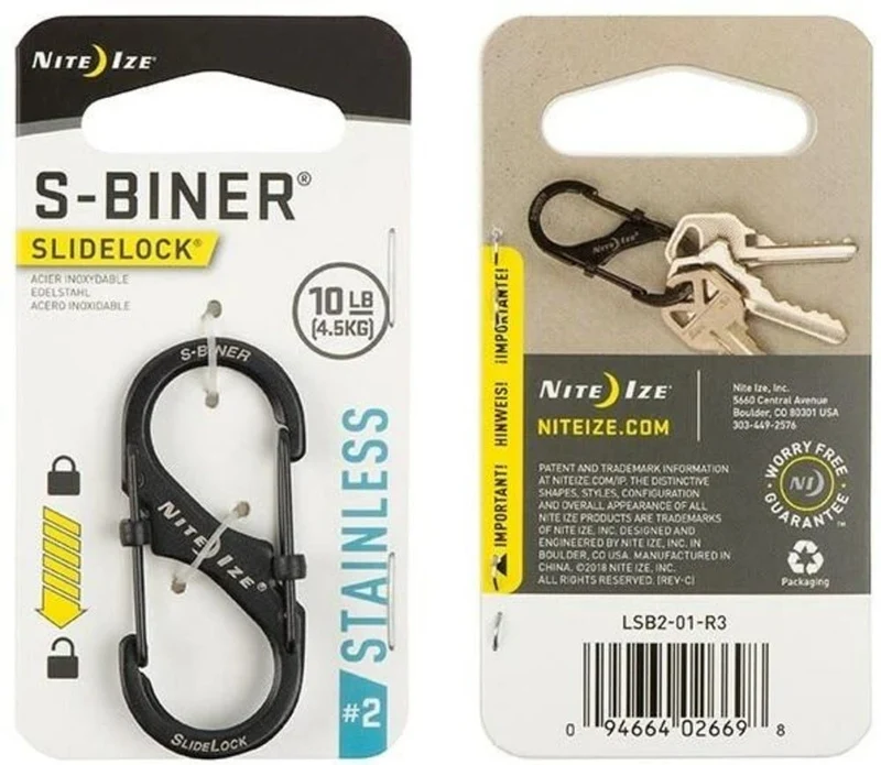Nite Ize S-Biner SlideLock Stainless Steel #2 - Black