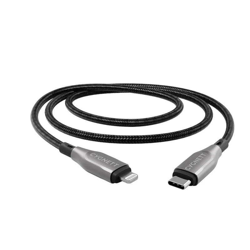 Open Box Cygnett Armoured 2m Lightning to USB-C Cable (Black)