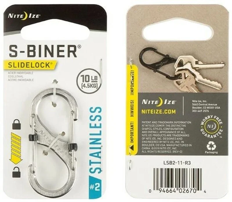 Nite Ize S-Biner SlideLock Stainless Steel #2 - Stainless