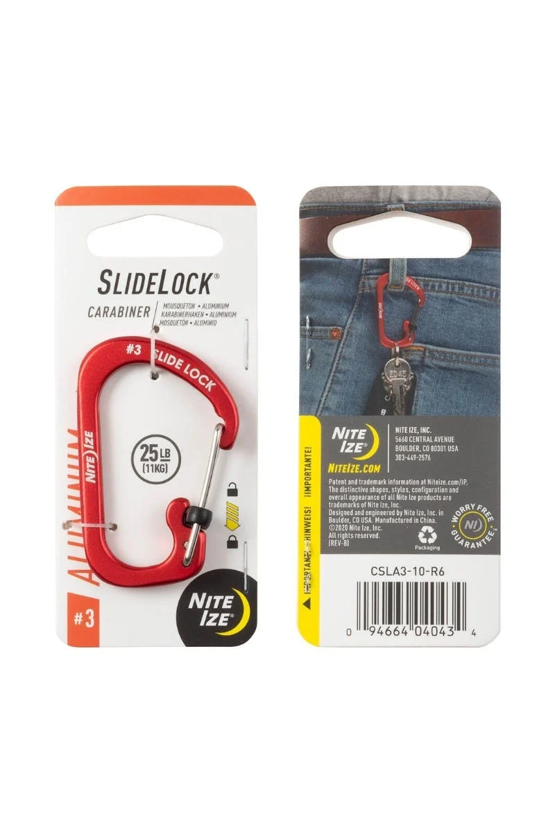 Nite Ize SlideLock Carabiner Aluminium #3 - Red