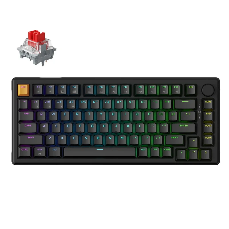 Keychron J2 QMK Wireless Keyboard (Black) (Apex Red Switch)