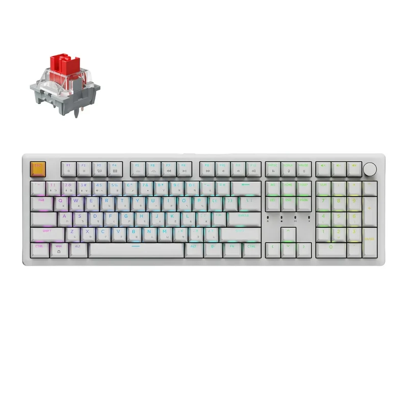 Keychron J5 QMK Wireless Keyboard (White) (RGB Hot-swap) (Red Switch)