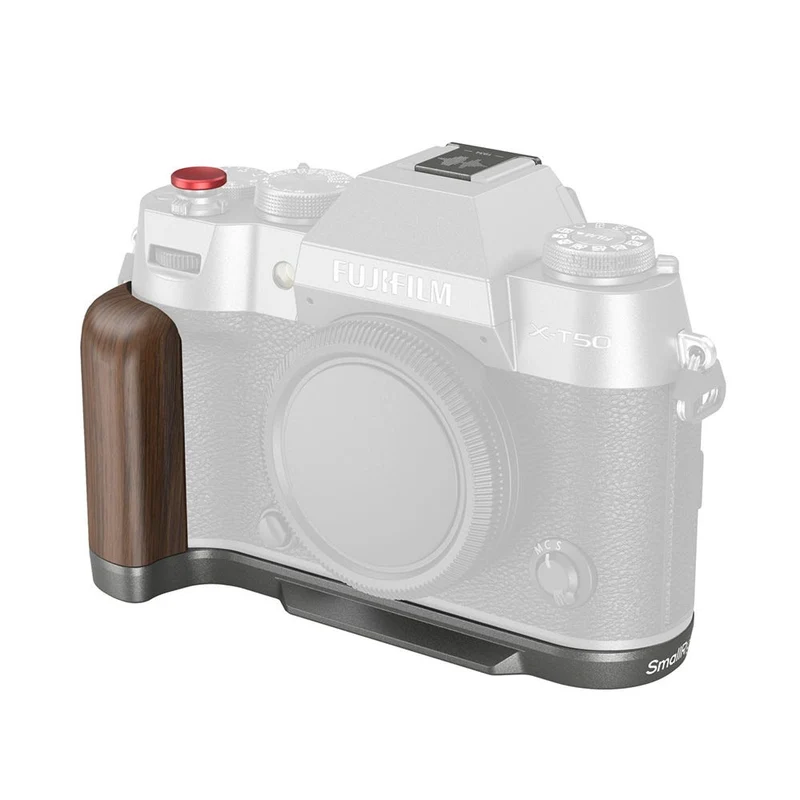 SmallRig L-Shape Mount Plate with Handle for FUJIFILM X-T50 (Wooden/Charcoal Silver) 4736B