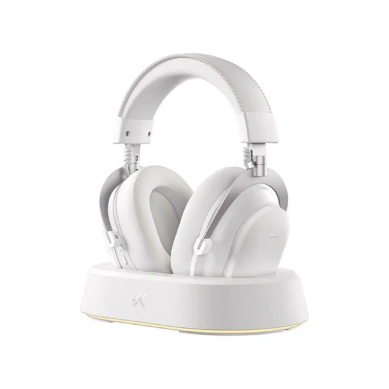 MCHOSE V9 Turbo+ Wireless RGB Gaming Headset with Charging Station (Icy White)