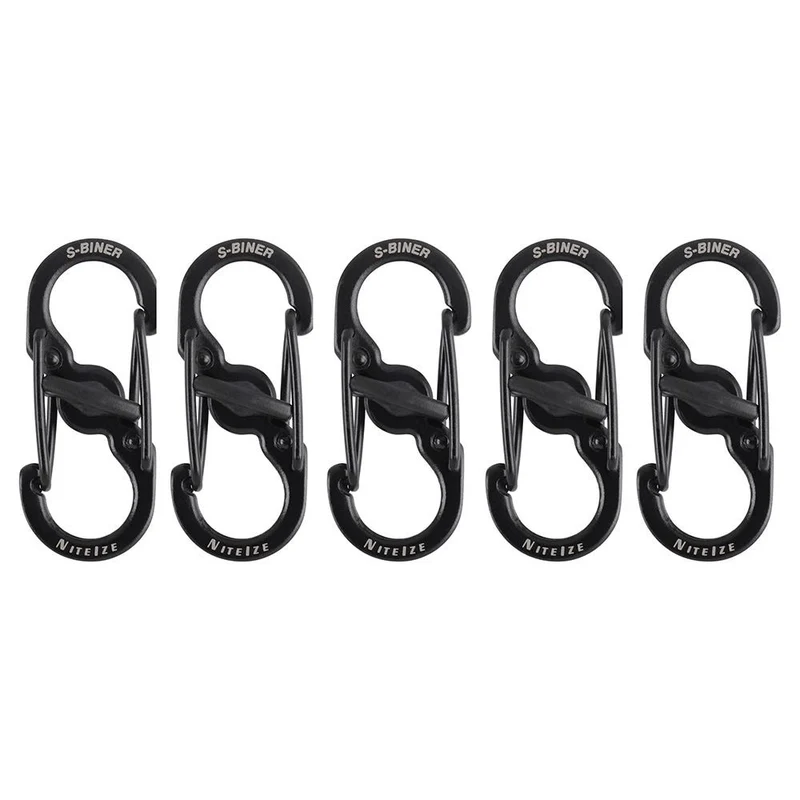 Nite Ize S-Biner MicroLock Stainless Steel - 5 Pack - Black