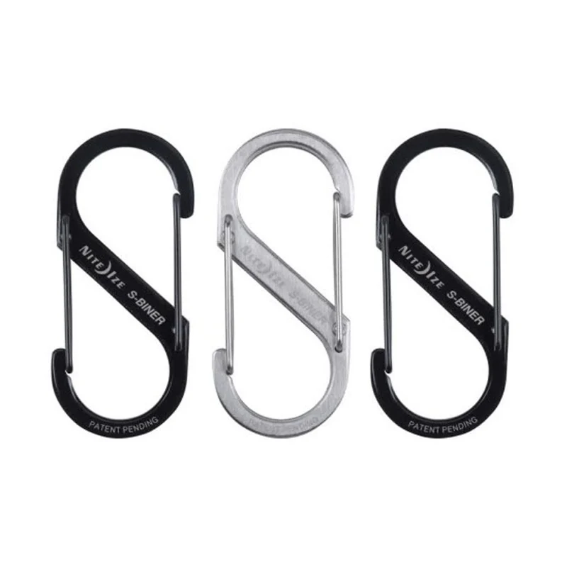 Nite Ize S-Biner Dual Carabiner Stainless Steel #3 - Black and Stainless - 3 Pack