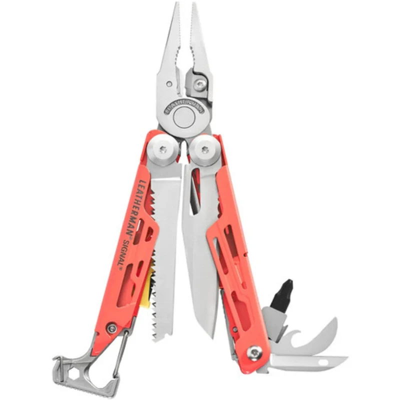 Leatherman Signal Camping Multi-Tool with Nylon Sheath - Guava & Silver