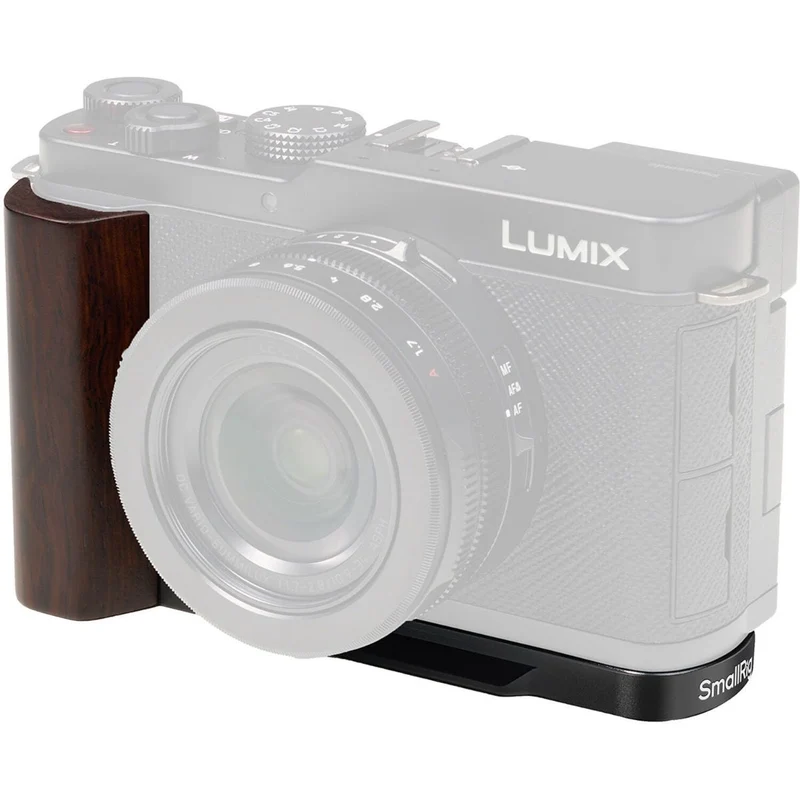 SmallRig L-Shaped Mount Plate with Wooden Handle for Panasonic LUMIX L10 (Black)