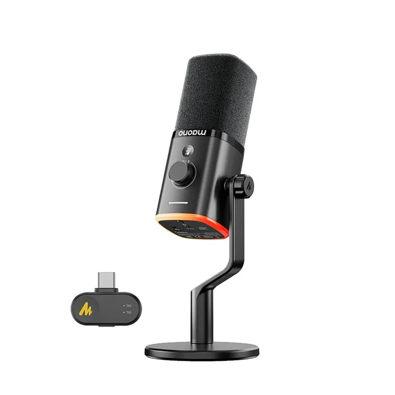 MAONO PD100W Wireless and Dynamic Microphone (Desk Stand)