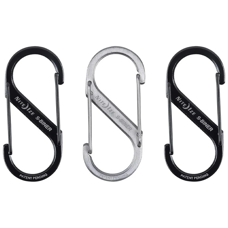 Nite Ize S-Biner Dual Carabiner Stainless Steel #2 - Black and Stainless - 3 Pack