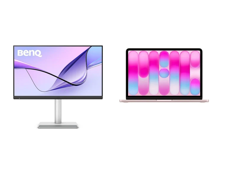 BenQ MA270S 27" 5K Gloss Monitor with MacBook Neo 6C/5C, 8GB, 256GB SSD (Blush)