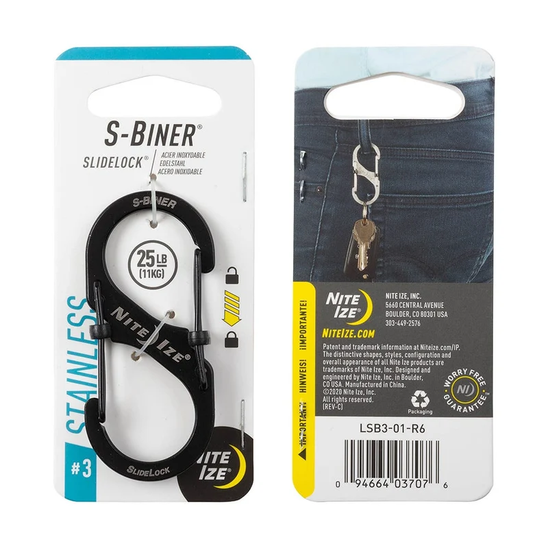 Nite Ize S-Biner SlideLock Stainless Steel #3 - Black