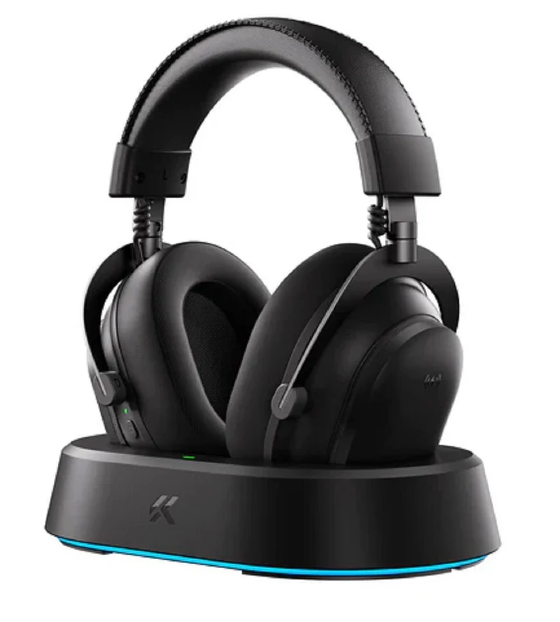 MCHOSE V9 Turbo+ Wireless RGB Gaming Headset with Charging Station (Steel Black)
