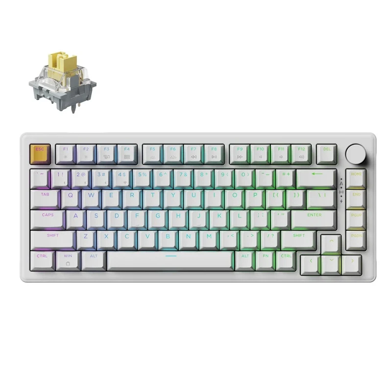 Keychron J2 QMK Wireless Keyboard (White) (Apex Banana Switch)