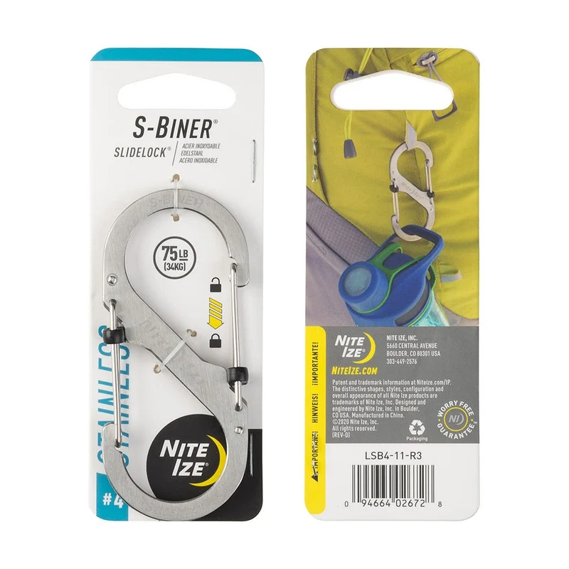 Nite Ize S-Biner SlideLock Stainless Steel #4 - Stainless
