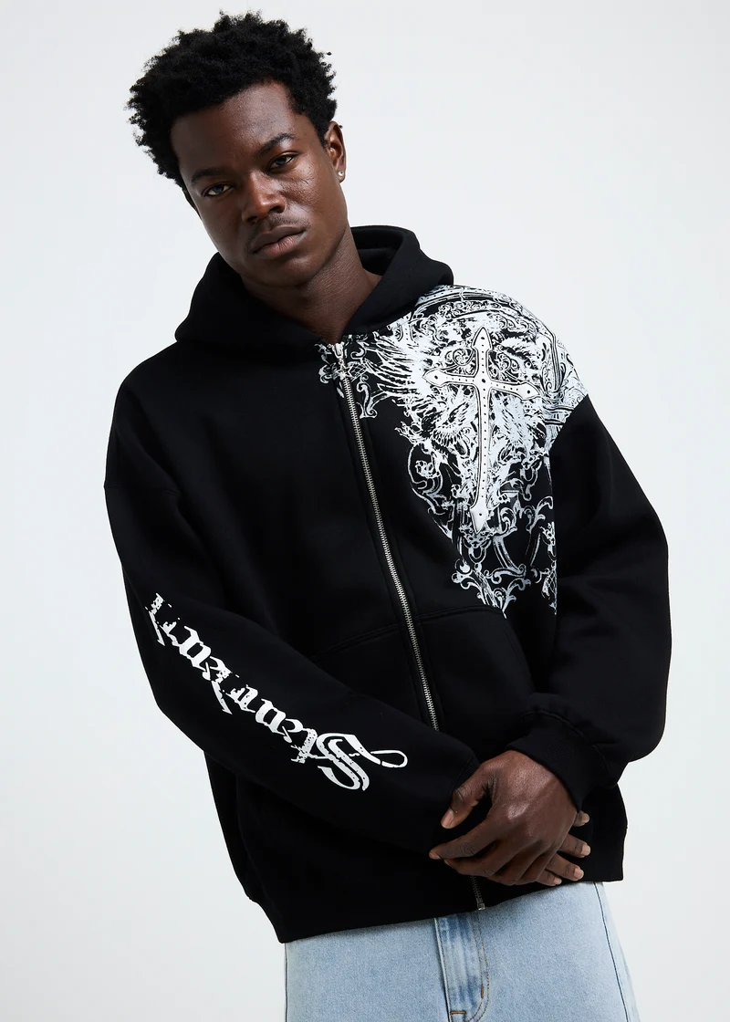 Crucifix Zip Hoodie