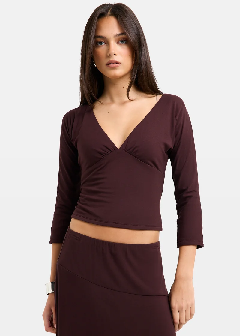 Vivian Deep V Quarter Top