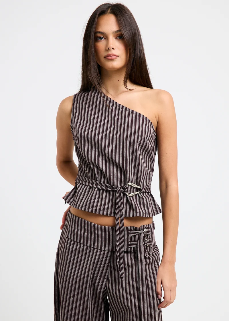 Naia Stripe One Shoulder Top