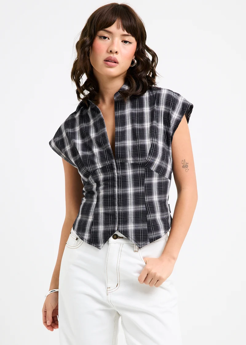 Milos Plaid Plunge Shirt