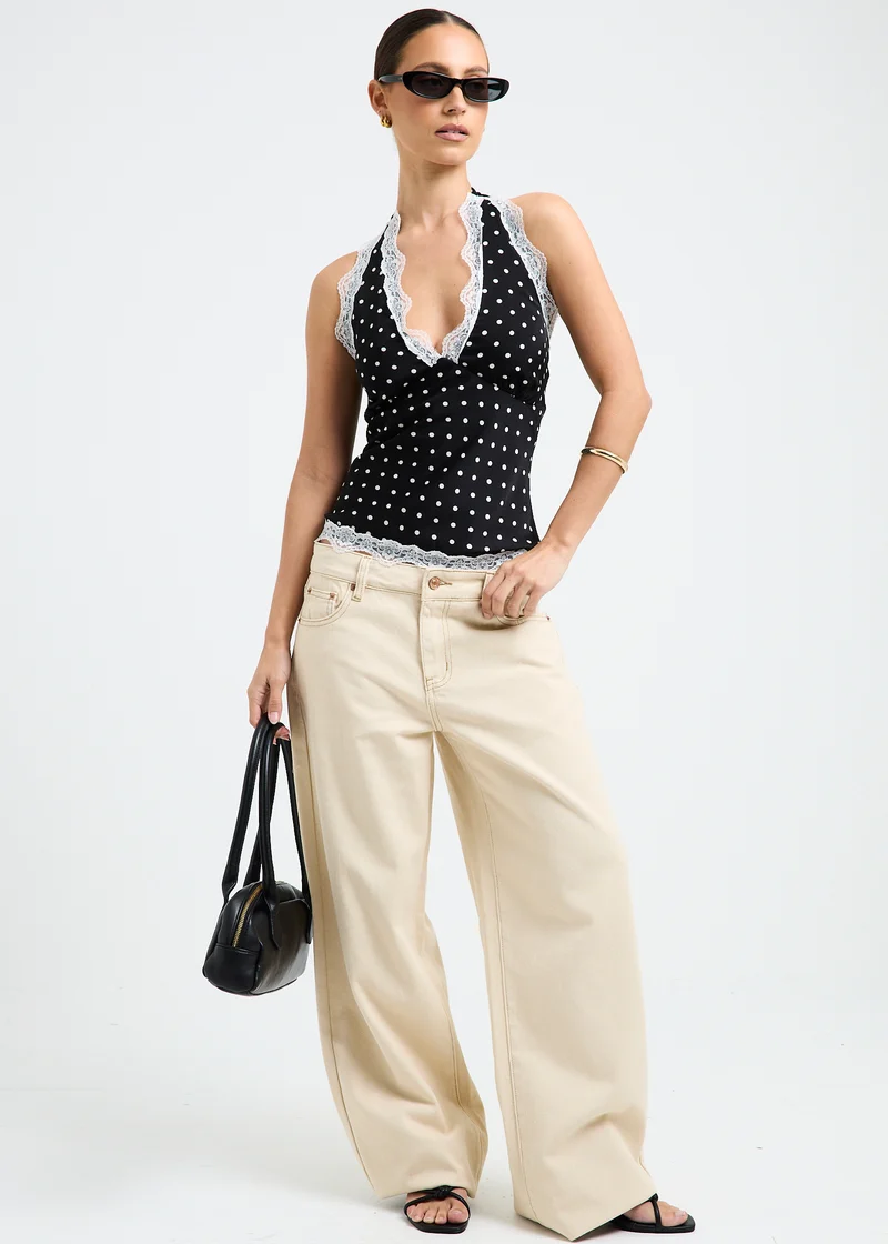 Macko Polka Lace Halter Top