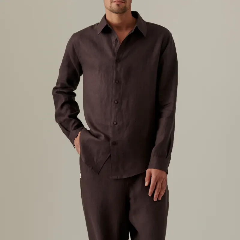 100% Linen Shirt in Kohl - Mens