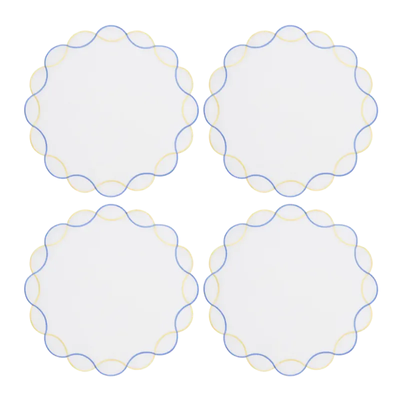 Yellow & Blue Spiral Round Placemat Set of 4