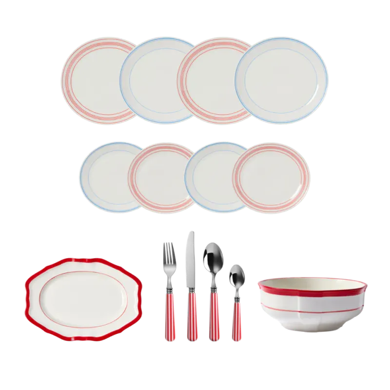 Red & Blue Bistro Dinner Set