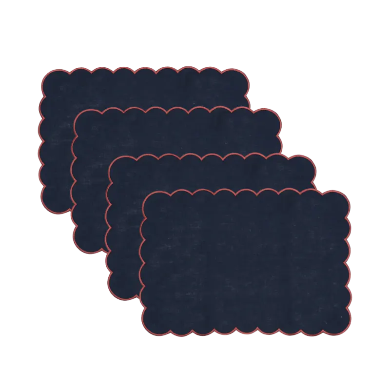 Navy Scalloped Placemat Set of 4