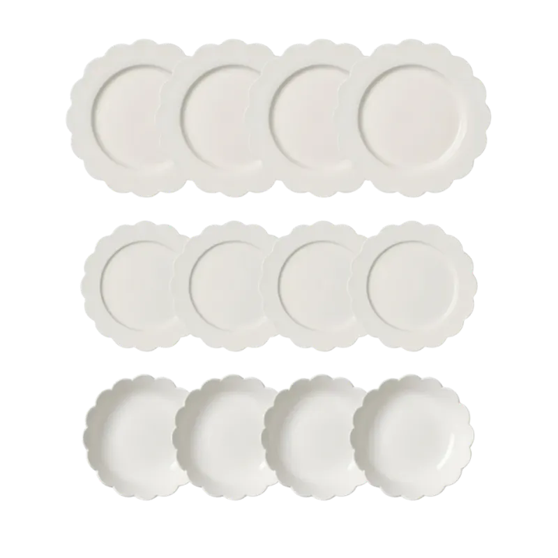 White Scallop Dining Set - 12 Pieces - PRE ORDER for delivery from end August