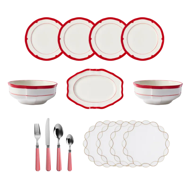 Red Scallop Styling Set