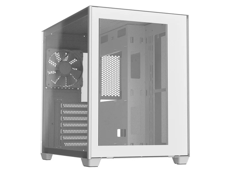 FSP CMT380W Dual Chamber Tempered Glass ATX Mid-Tower Case - White