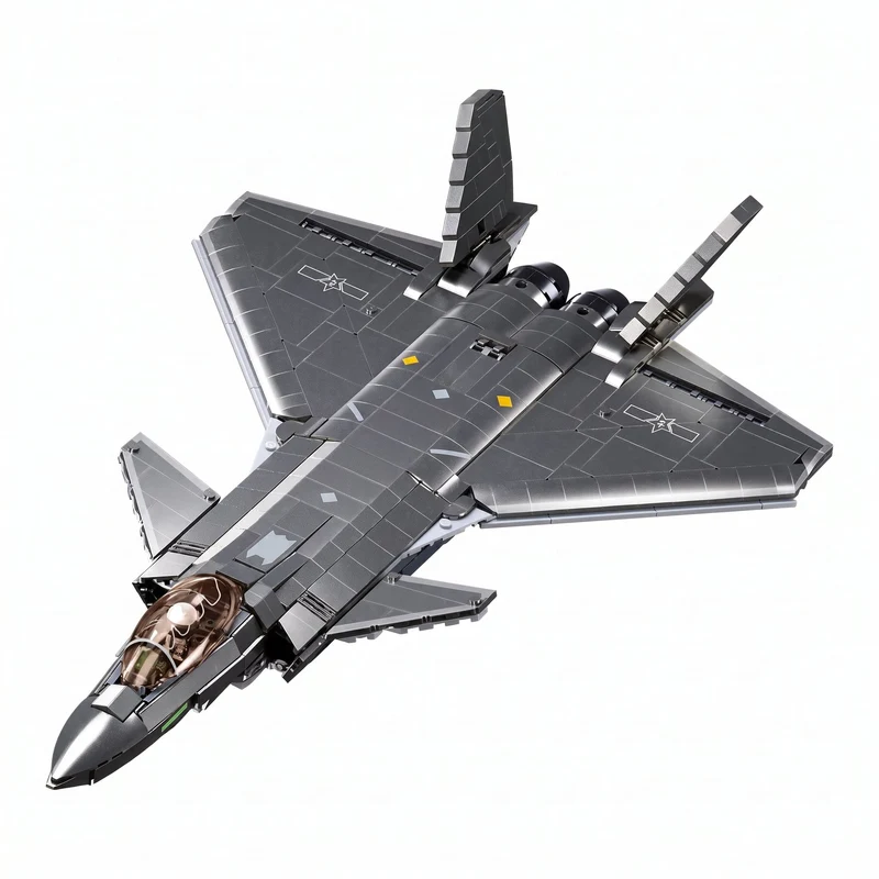 Sluban B1187 Model Kit 1:44 J20 Mighty Dragon Chinese Stealth Fighter Jet Plane Modern PLAAF Military Building Blocks DIY Set Toy
