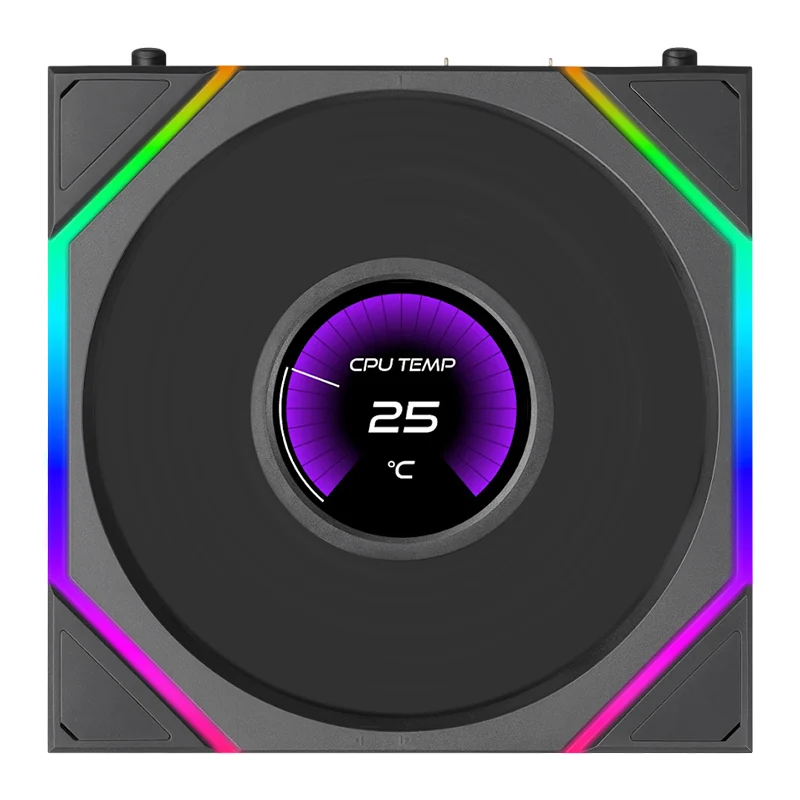 Lian Li Uni Fan TL 1.8in LCD Flex 2.4GHz Wireless 120mm Reverse Blade ARGB Fan - Black (12RTLLCD1F1B)