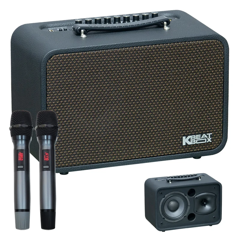 Soncamedia Kbeatbox CS-200PU V3 – Compact Karaoke Sound System | 80W RMS | Wireless Mics