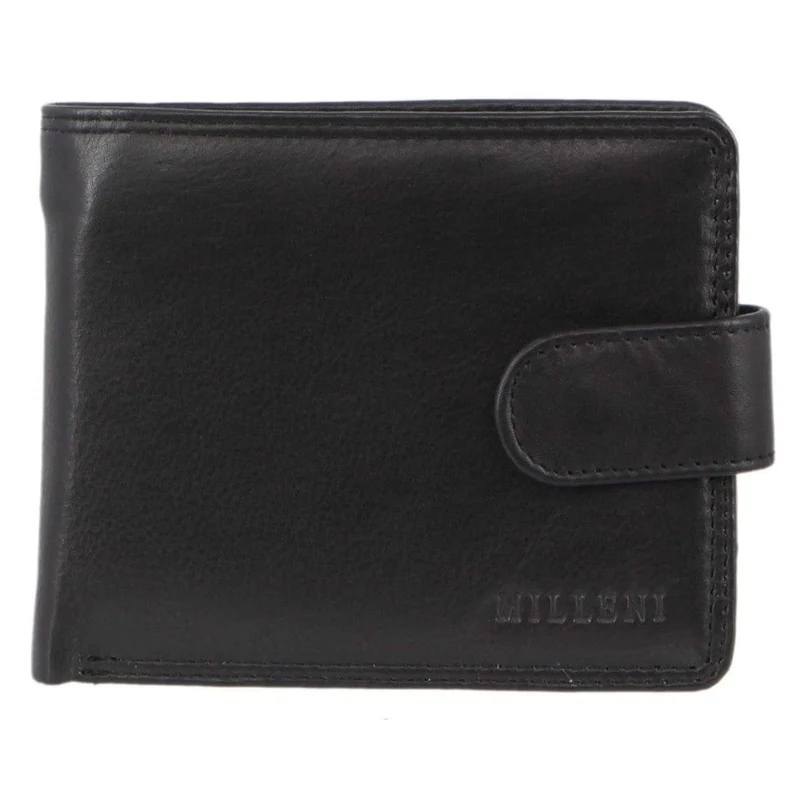 Milleni Men's Leather Tab Cash/Card RFID Protected Wallet 11xcm Black