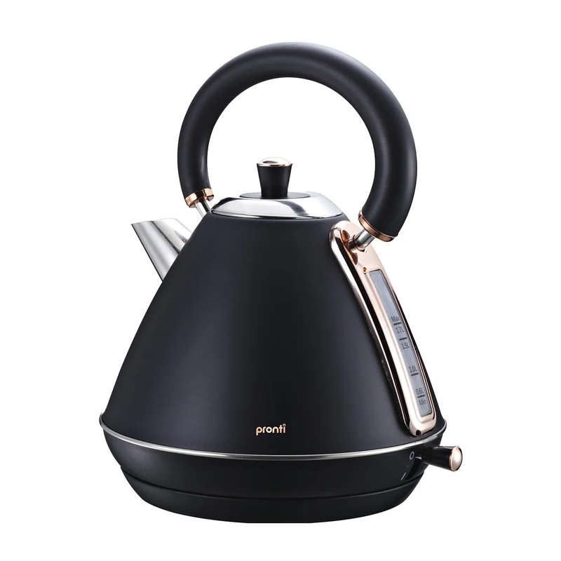 Pronti 1.7L Rose Trim Collection Kettle Stainless Steel (Black)