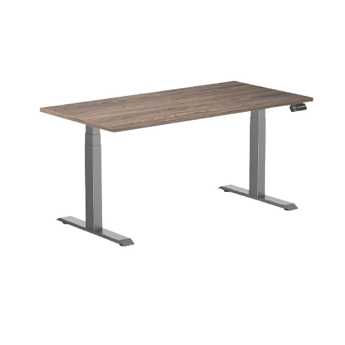 Desky Dual Melamine Sit Stand Desk 150cm Natural Walnut Desktop and Space Grey Frame