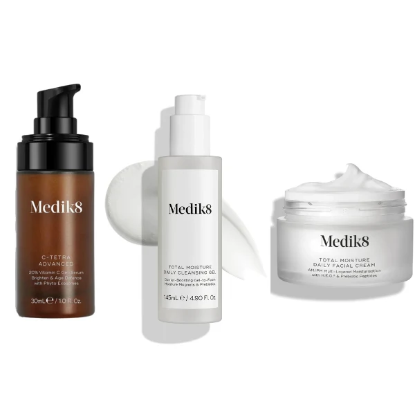 Medik8 Total Moisture Cleanser + Daily Cream + Advanced C Tetra Bundle