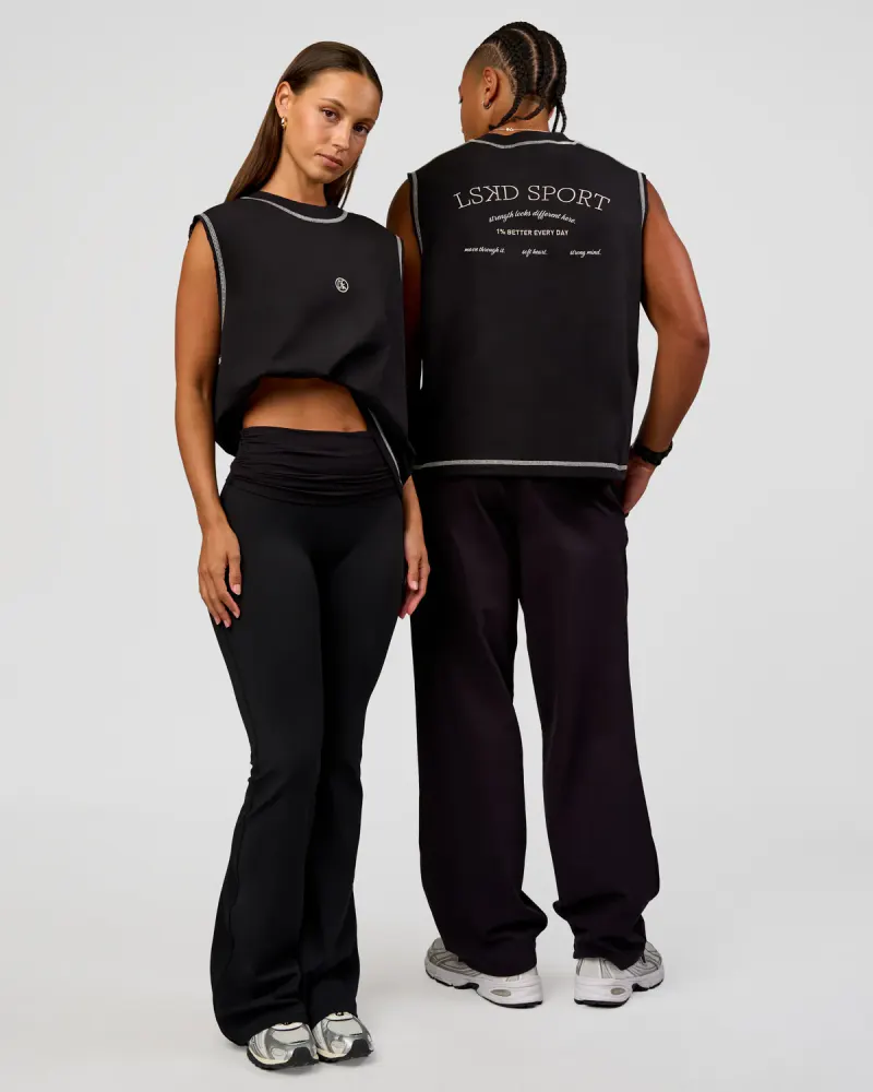 CF Unisex Oversized Heavyweight Boxed Tank - Black-CF X LSKD Sport