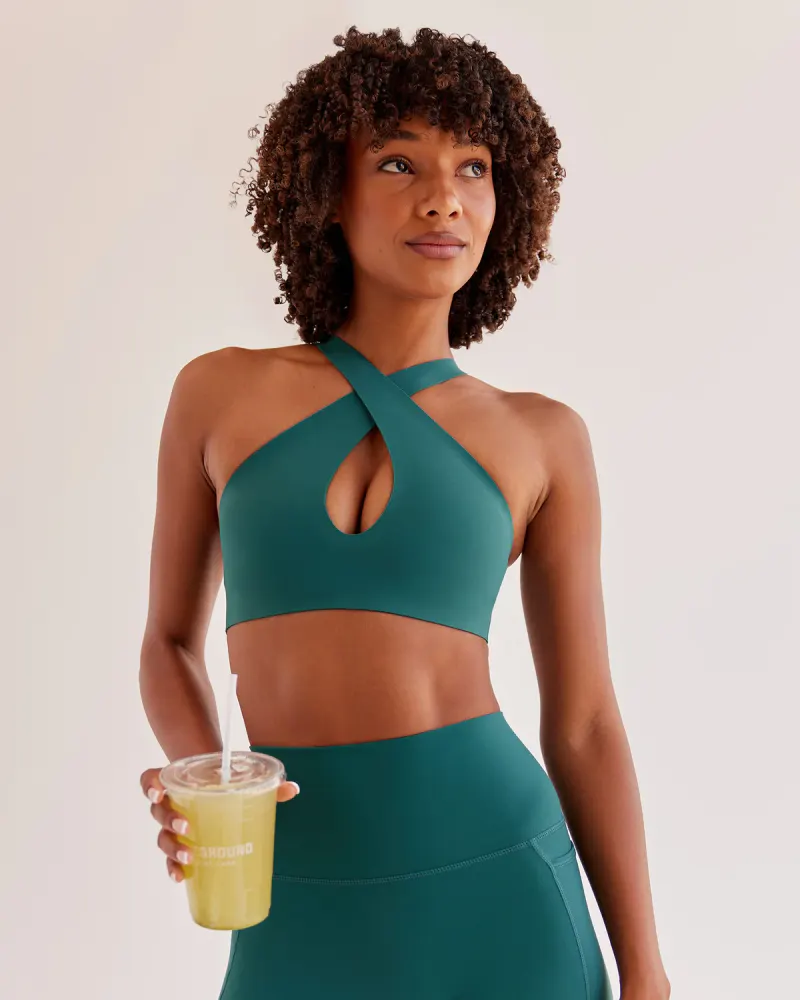 Bend & FLX Plunge Sports Bra - Transformative Teal