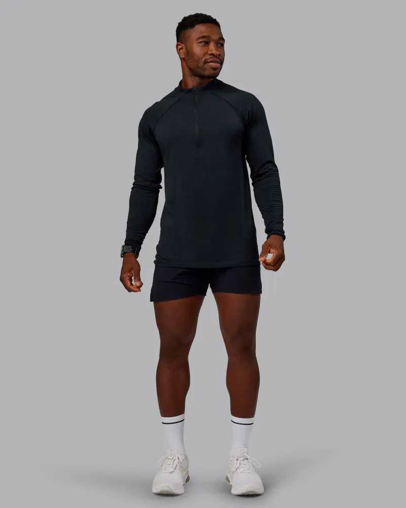 AeroFLX+ Seamless Half Zip Long Sleeve Tee - Black Marl