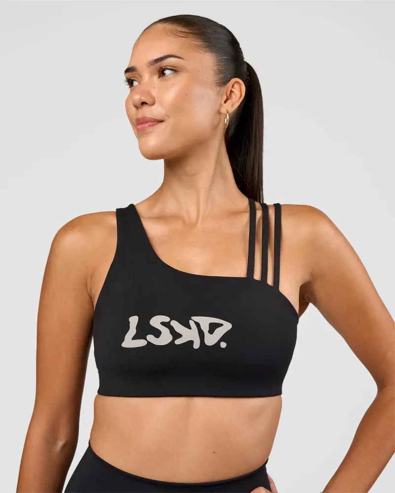 Galvanise Hype Graphic Sports Bra 2.0 - Black-Alloy