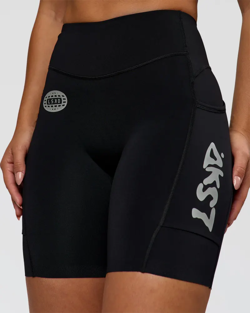 Elite Hype Reflective Run High-Rise 7" Short Pockets - Black-Hype Reflective