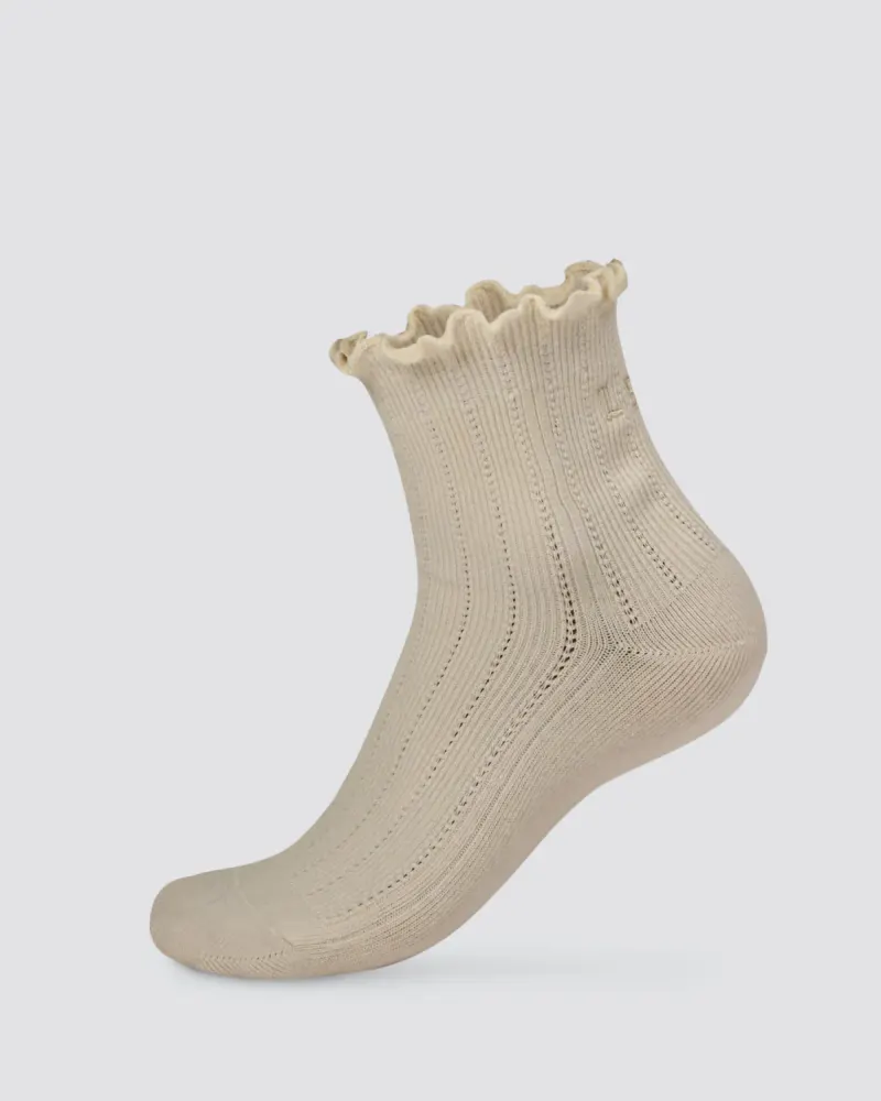 Frill Quarter Sock - Ivory