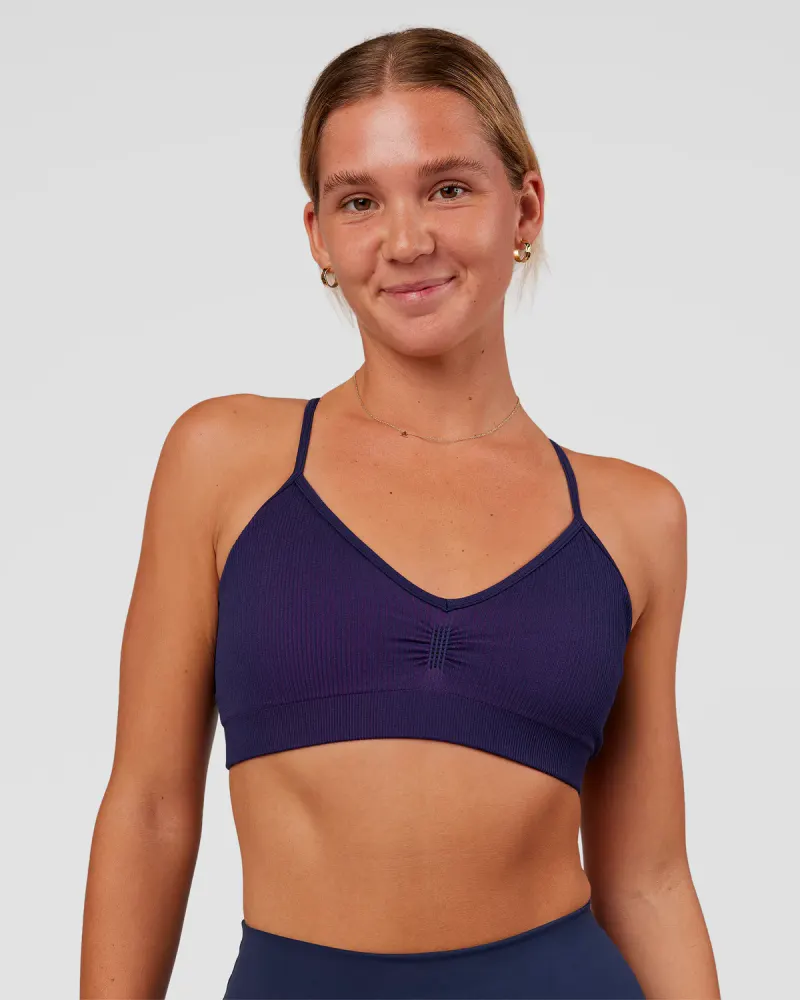 Spark Seamless Ribbed Sports Bra - Future Navy-Ultra Fuchsia