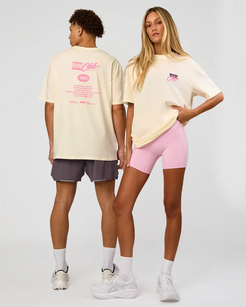 Values Run Club FLXCotton Tee - Off White-Candy Pink