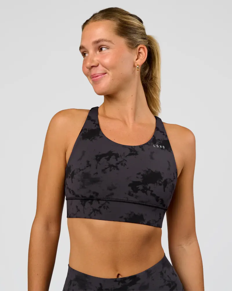 Accelerate Sports Bra - Black Tie Dye